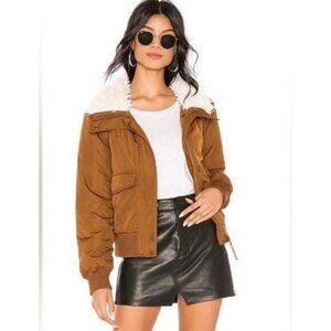 Young fabulous and Broke Brown Earheart jacket bomber size large Sherpa collar